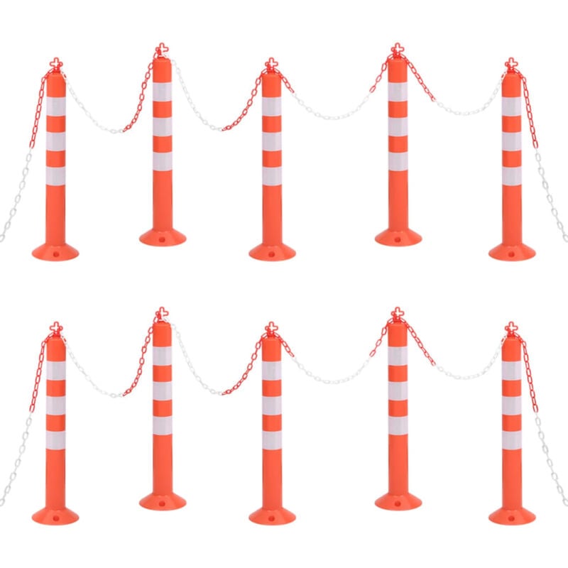 foto del prodotto vidaxl dissuasori traffico con catena 10 pz 75 cm in pe