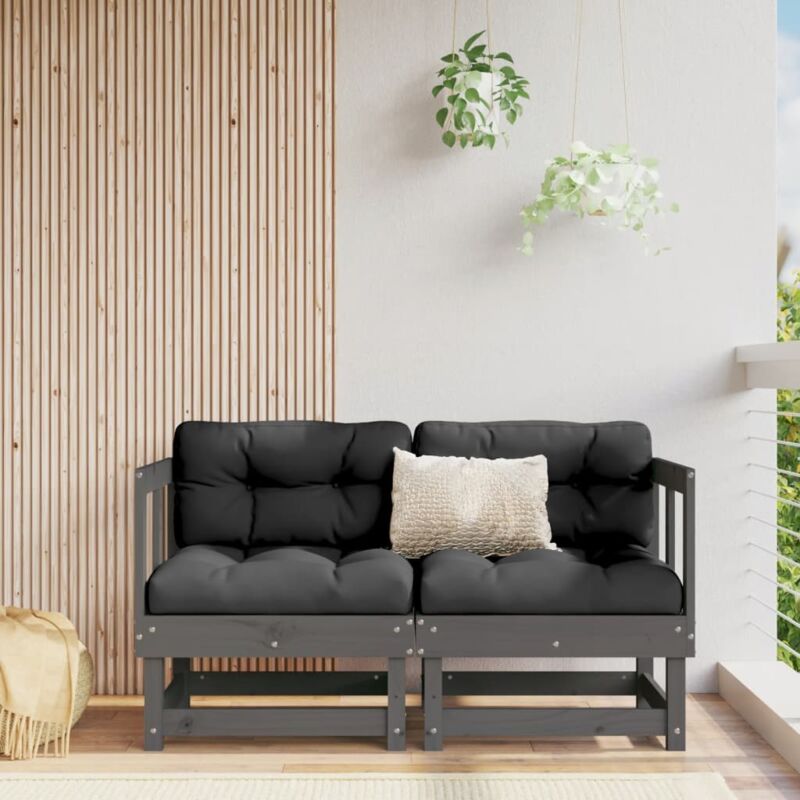 foto del prodotto vidaxl divani angolari da giardino 2 pz grigi legno massello di pino