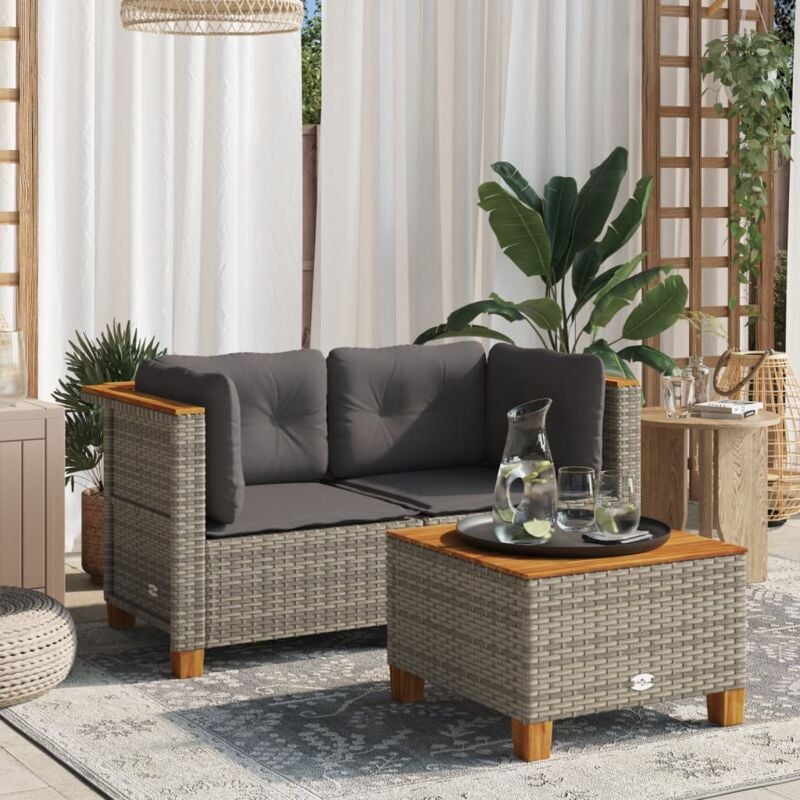 foto del prodotto vidaxl divani angolari da giardino con cuscini 2pz polyrattan grigio