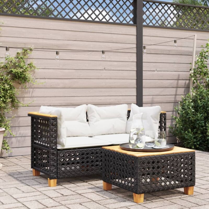 foto del prodotto vidaxl divani angolari da giardino con cuscini 2pz polyrattan nero