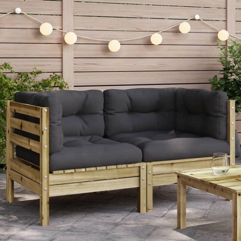foto del prodotto vidaxl divani angolari da giardino cuscini 2pz legno impregnato pino
