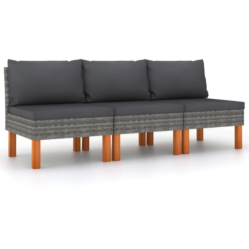 foto del prodotto vidaxl divani centrali 3 pz polyrattan e legno massello di eucalipto