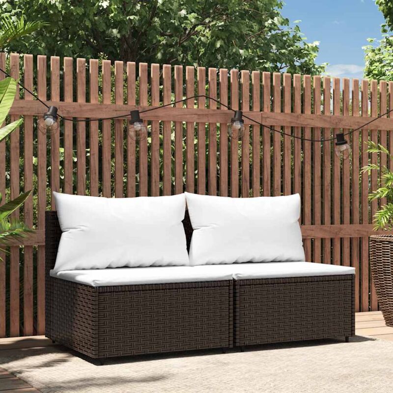 foto del prodotto vidaxl divani centrali da giardino con cuscini 2pz polyrattan marrone