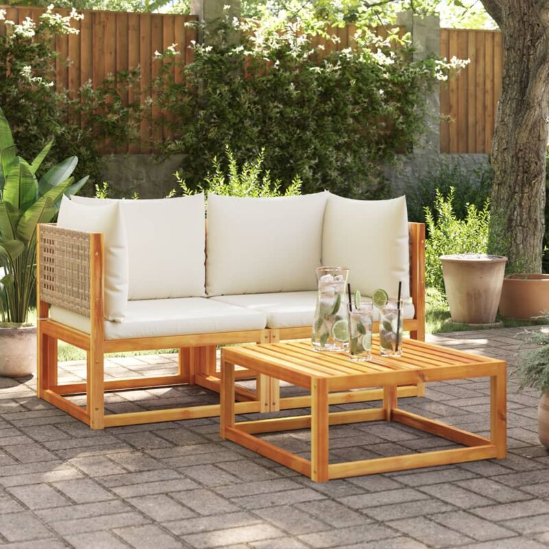 foto del prodotto vidaxl divani da giardino angolari con cuscini 2 pz in legno di acacia e rattan