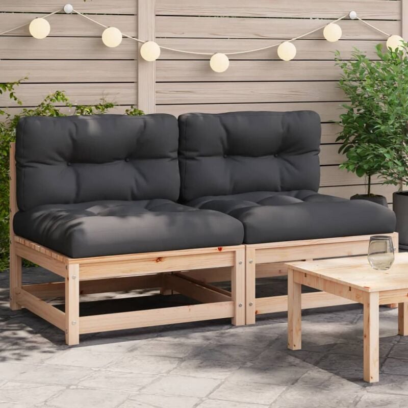 foto del prodotto vidaxl divani giardino senza braccioli con cuscini 2 pz massello pino