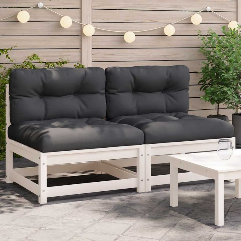 foto del prodotto vidaxl divani giardino senza braccioli con cuscini 2 pz pino bianco