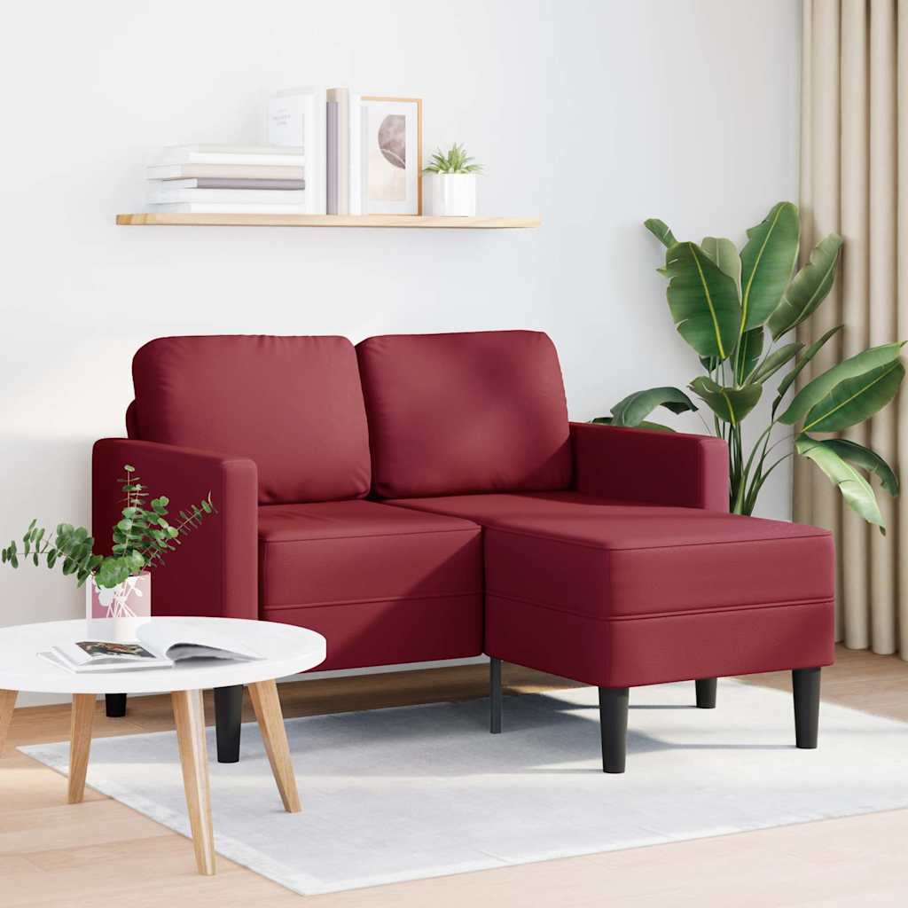 foto del prodotto vidaxl divano 2 posti con chaise a l rosso vino 125 cm in similpelle