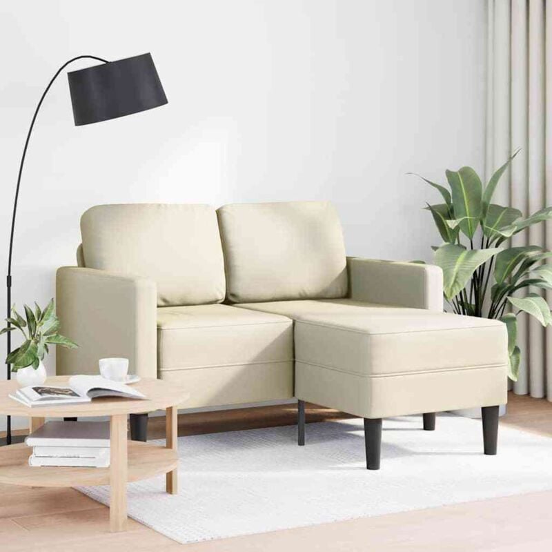 foto del prodotto vidaxl divano 2 posti con chaise longue a l crema 125 cm in similpelle 906598