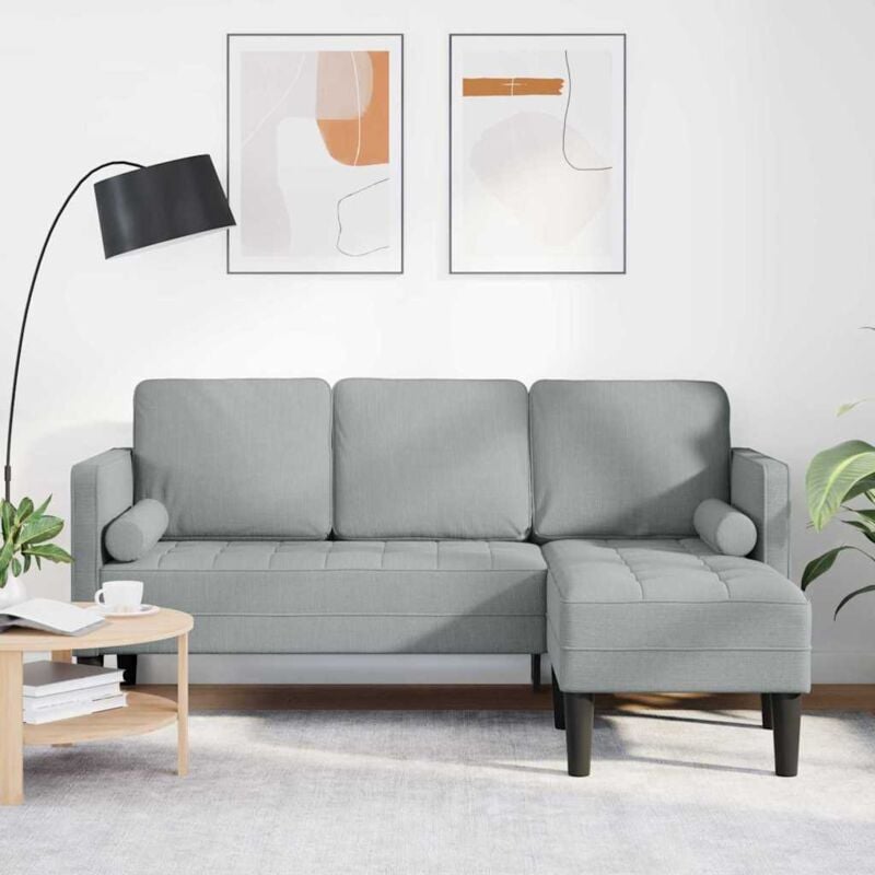 foto del prodotto vidaxl divano 3 posti l grigio chiaro 160 cm in tessuto