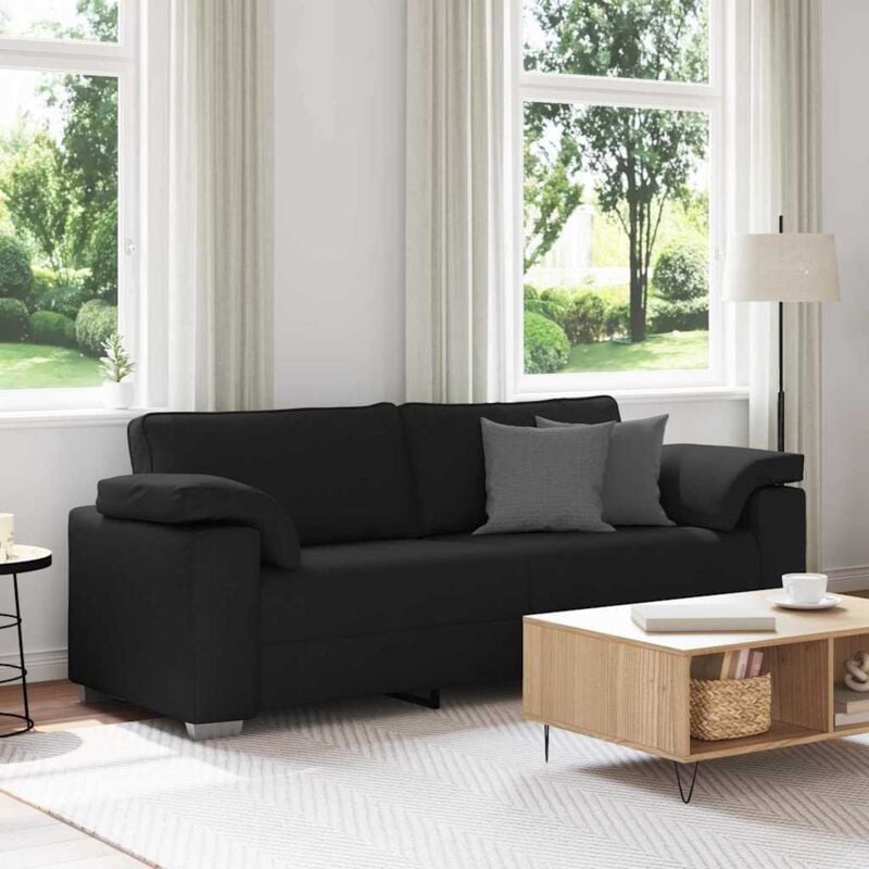 foto del prodotto vidaxl divano 3 posti nero 178 cm in tessuto