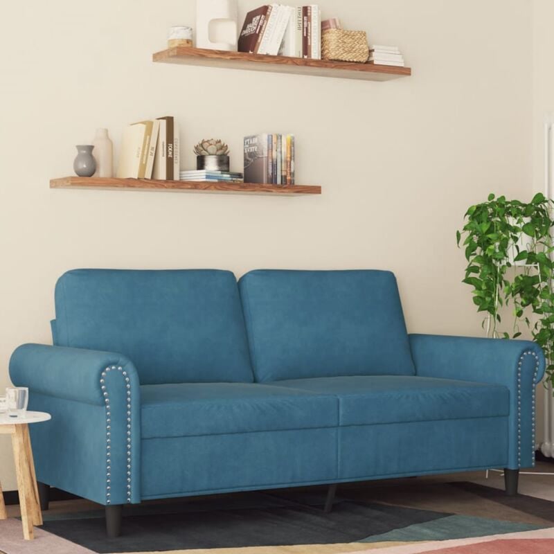 foto del prodotto vidaxl divano a 2 posti blu 140 cm in velluto