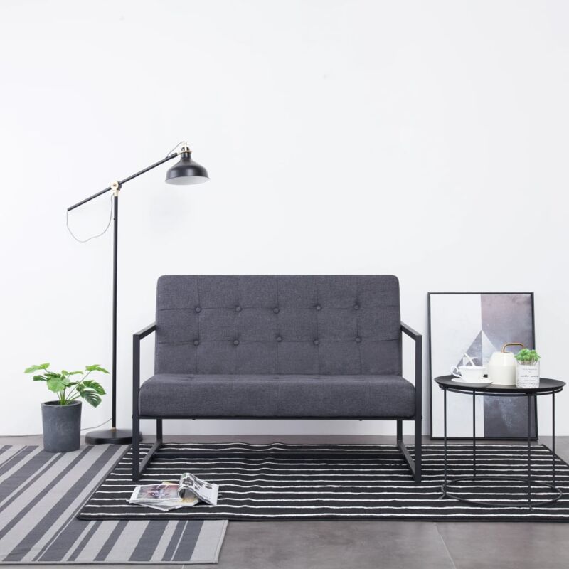 foto del prodotto vidaxl divano a 2 posti con braccioli in acciaio e tessuto design moderno vari colori colore grigio scuro