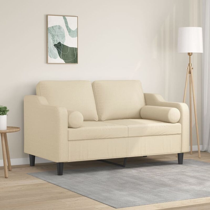 foto del prodotto vidaxl divano a 2 posti con cuscini crema 120 cm in tessuto 493209
