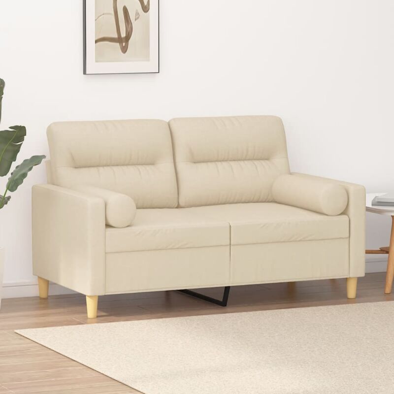 foto del prodotto vidaxl divano a 2 posti con cuscini crema 120 cm in tessuto