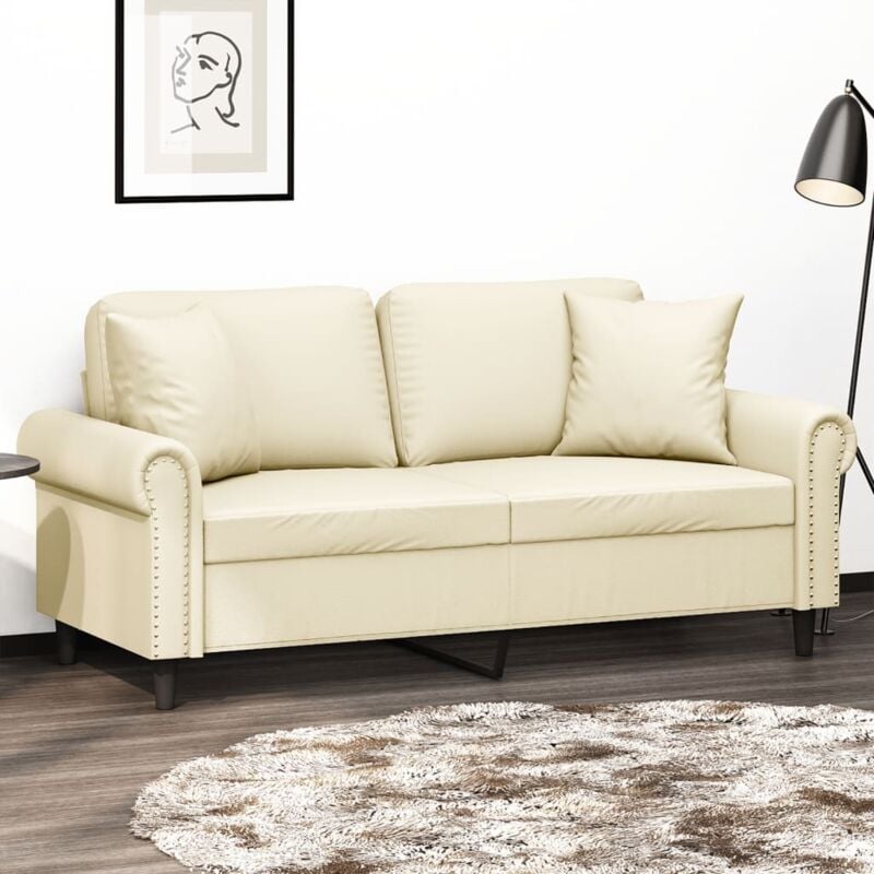 foto del prodotto vidaxl divano a 2 posti con cuscini crema 140 cm in similpelle 539883