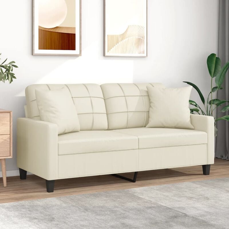 foto del prodotto vidaxl divano a 2 posti con cuscini crema 140 cm in similpelle