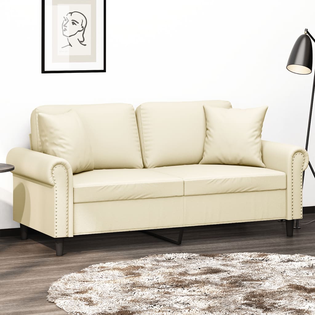 foto del prodotto vidaxl divano a 2 posti con cuscini crema 140 cm in similpelle