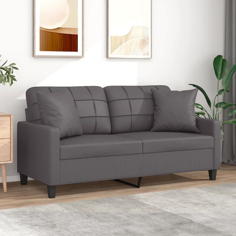 foto del prodotto vidaxl divano a 2 posti con cuscini grigio 140 cm in similpelle