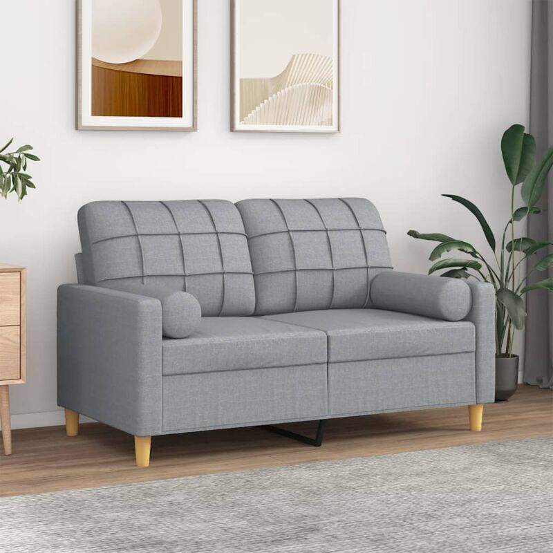 foto del prodotto vidaxl divano a 2 posti con cuscini grigio chiaro 120 cm in tessuto