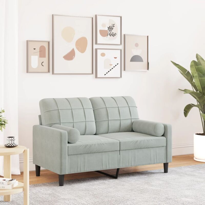 foto del prodotto vidaxl divano a 2 posti con cuscini grigio chiaro 120 cm in velluto