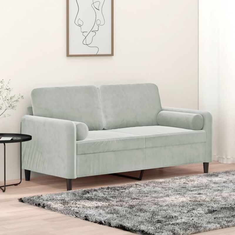 foto del prodotto vidaxl divano a 2 posti con cuscini grigio chiaro 140 cm in velluto