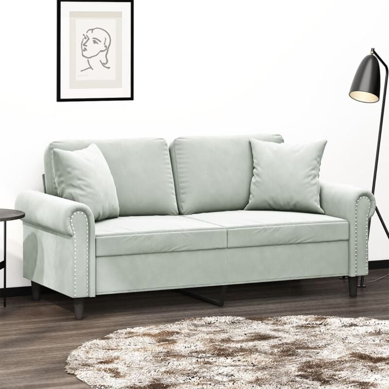 foto del prodotto vidaxl divano a 2 posti con cuscini grigio chiaro 140 cm in velluto