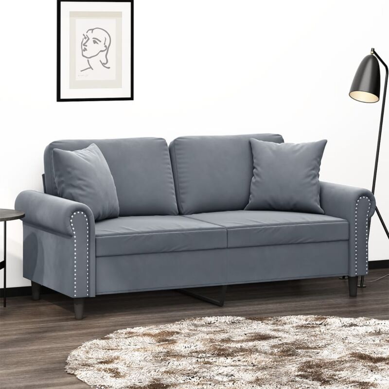 foto del prodotto vidaxl divano a 2 posti con cuscini grigio scuro 140 cm in velluto