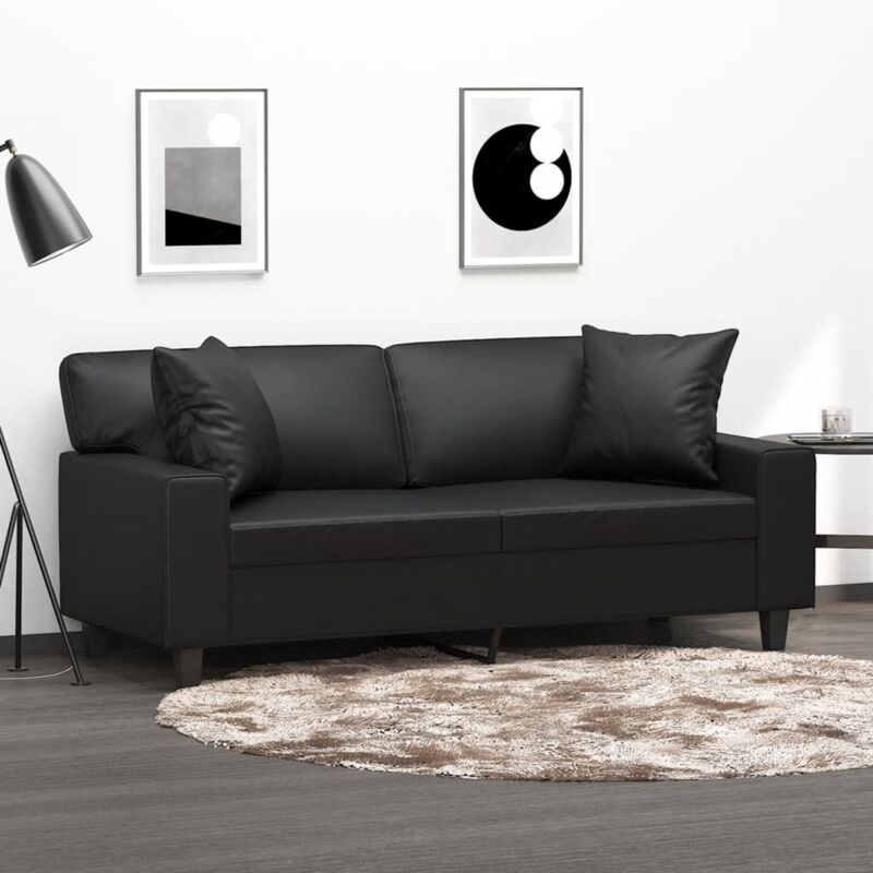 immagine 0 del prodotto vidaxl divano a 2 posti con cuscini nero 140 cm in similpelle