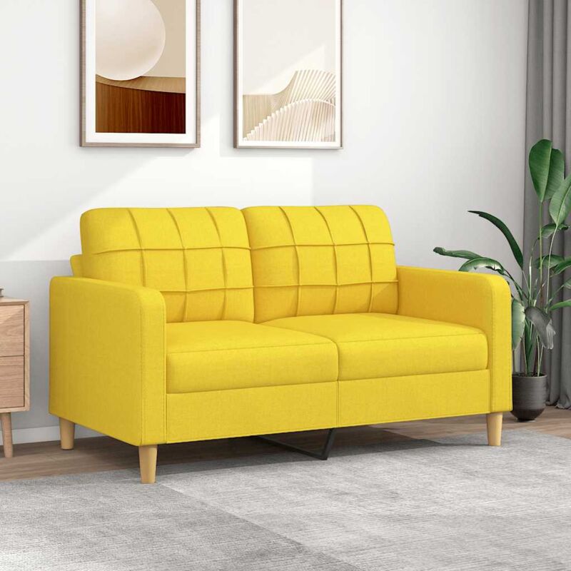 foto del prodotto vidaxl divano a 2 posti giallo chiaro 140 cm in tessuto