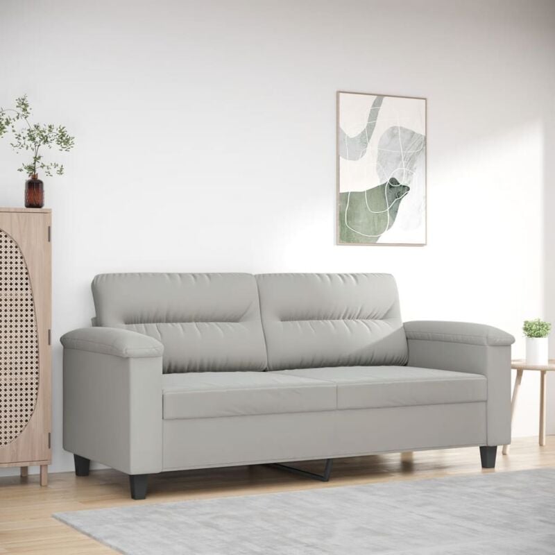 foto del prodotto vidaxl divano a 2 posti grigio chiaro 140 cm in tessuto microfibra 176709