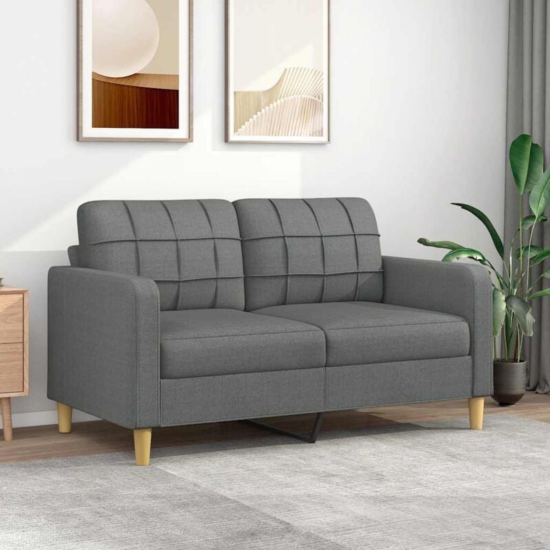 foto del prodotto vidaxl divano a 2 posti grigio scuro 140 cm in tessuto