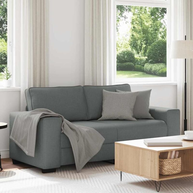 foto del prodotto vidaxl divano a 2 posti grigio scuro 140 cm in tessuto