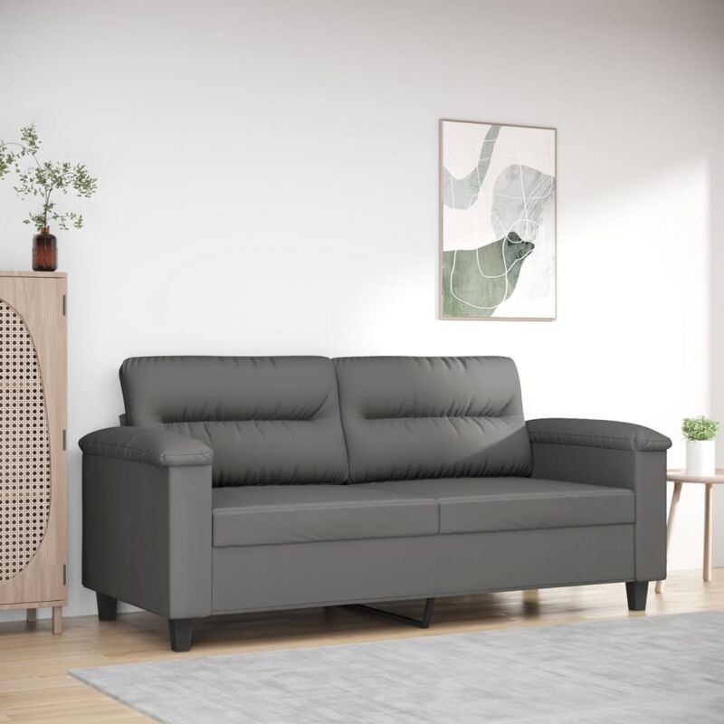 foto del prodotto vidaxl divano a 2 posti grigio scuro 140 cm in tessuto microfibra