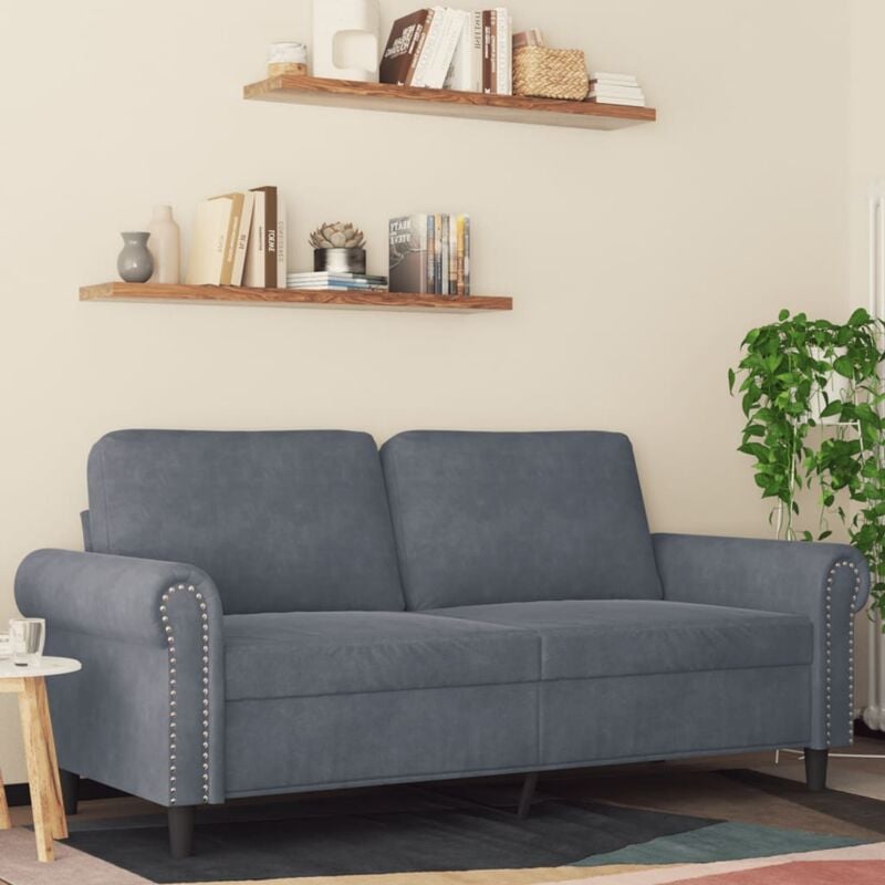 foto del prodotto vidaxl divano a 2 posti grigio scuro140 cm in velluto
