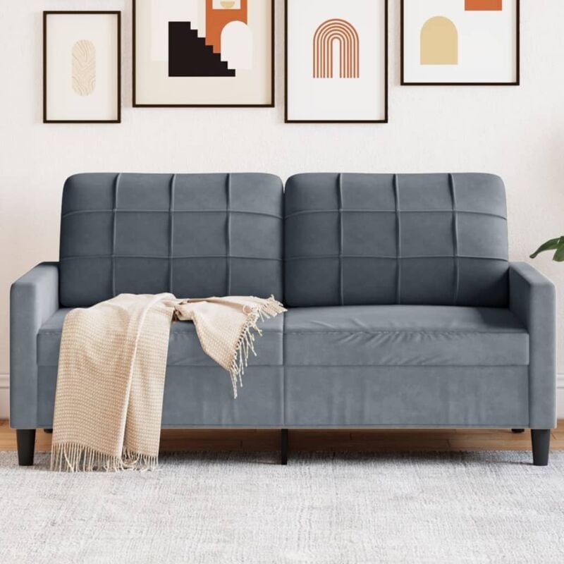 foto del prodotto vidaxl divano a 2 posti grigio scuro140 cm in velluto