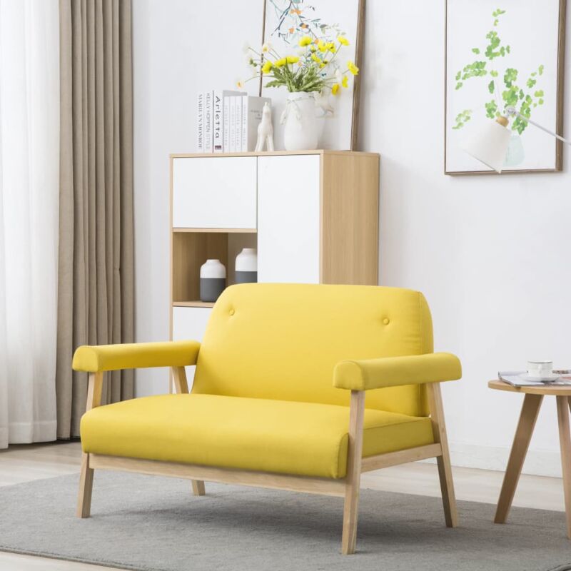 foto del prodotto vidaxl divano a 2 posti in tessuto giallo 724578