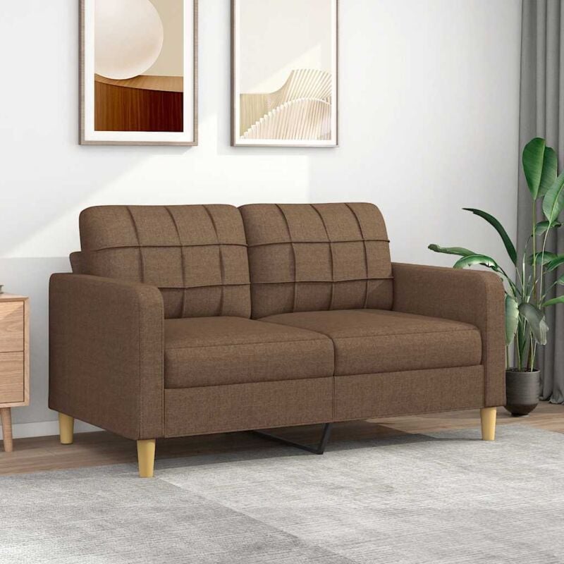 foto del prodotto vidaxl divano a 2 posti marrone 140 cm in tessuto