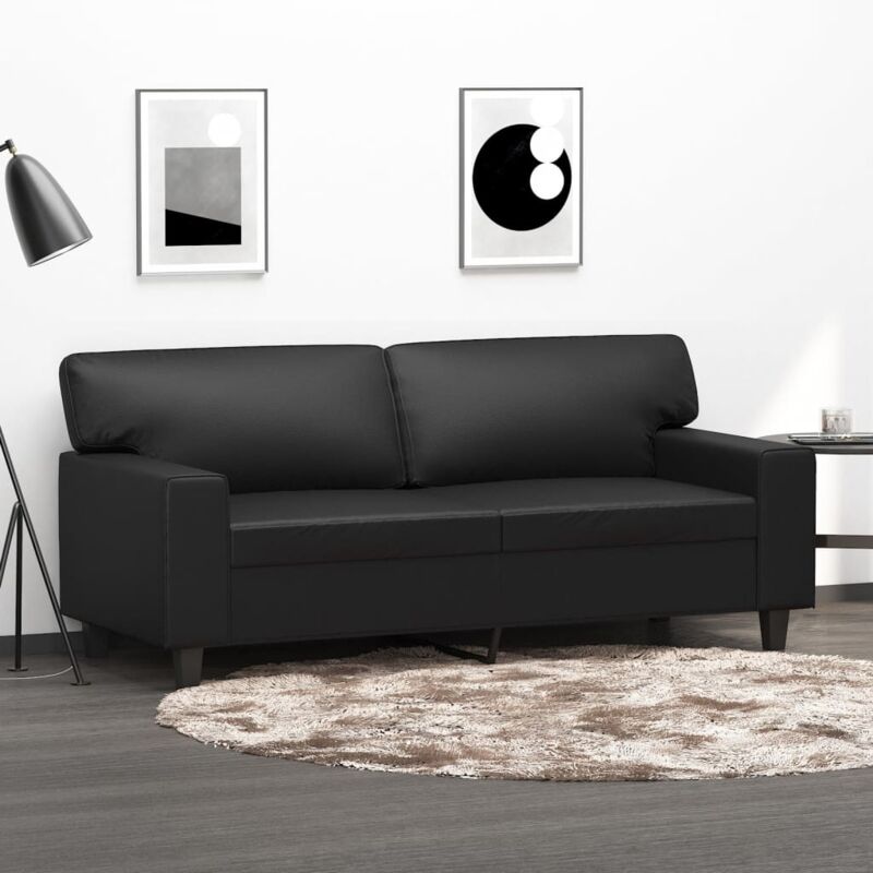 foto del prodotto vidaxl divano a 2 posti nero 140 cm in similpelle