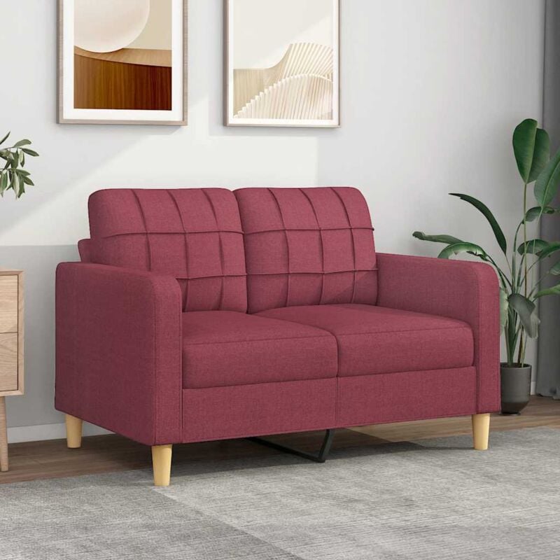 foto del prodotto vidaxl divano a 2 posti rosso vino 120 cm in tessuto