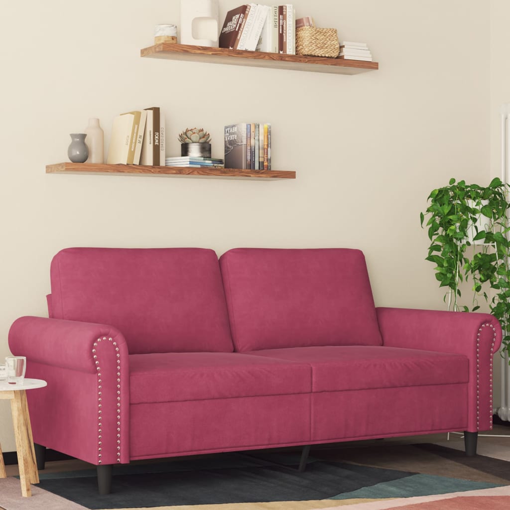 foto del prodotto vidaxl divano a 2 posti rosso vino 140 cm in velluto 710591