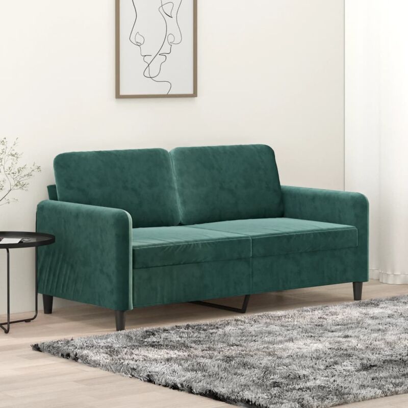 foto del prodotto vidaxl divano a 2 posti verde scuro 140 cm in velluto
