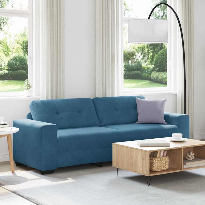 foto del prodotto vidaxl divano a 3 posti blu 180 cm in velluto