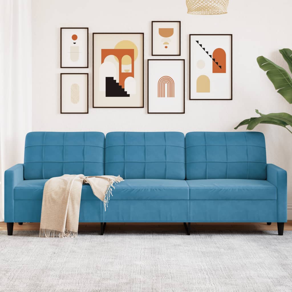 foto del prodotto vidaxl divano a 3 posti blu 210 cm in velluto