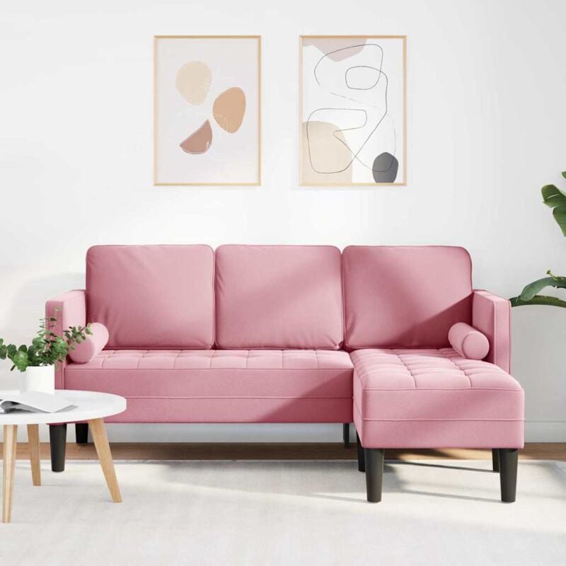 foto del prodotto vidaxl divano a 3 posti con chaise l shaped rosa chiaro 160 cm in velluto