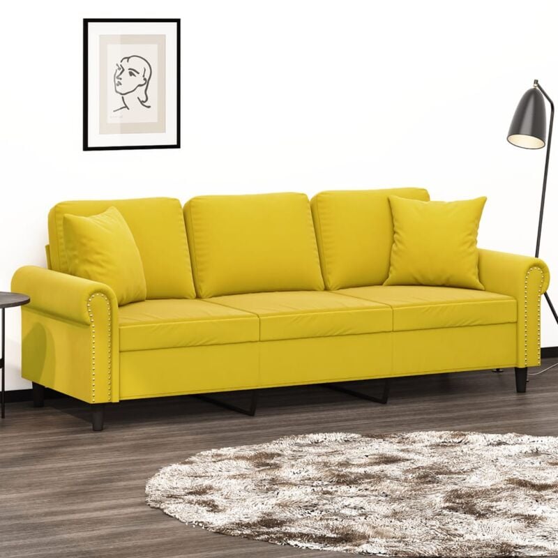 foto del prodotto vidaxl divano a 3 posti con cuscini giallo 180 cm in velluto 578413