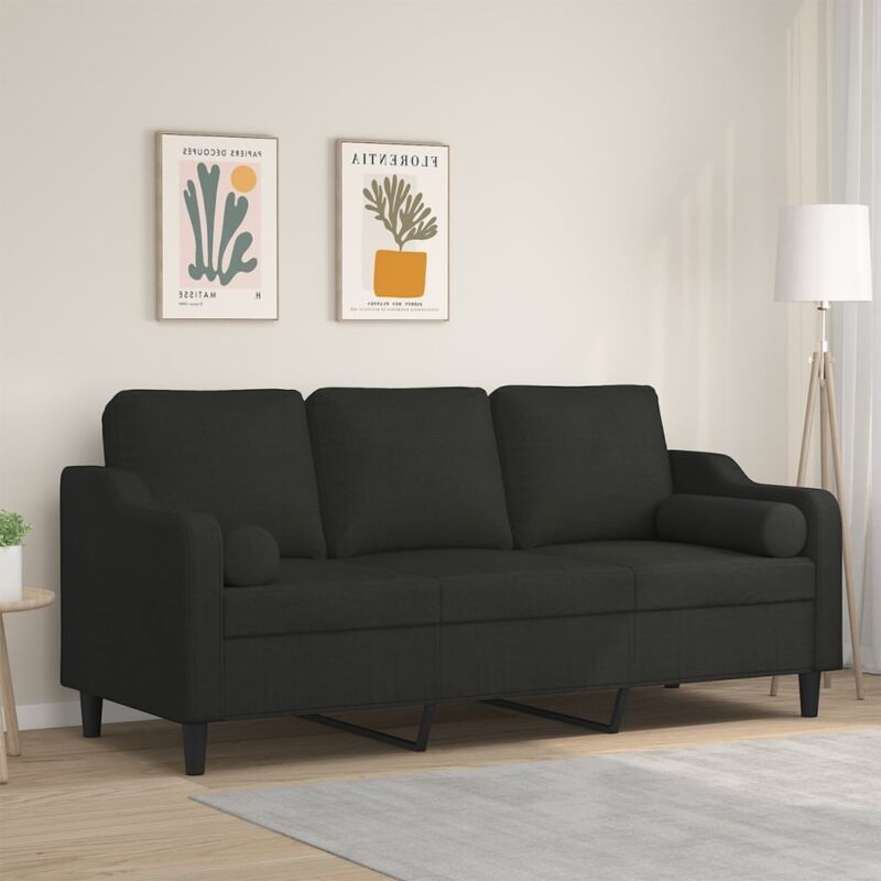 immagine 0 del prodotto vidaxl divano a 3 posti con cuscini nero 180 cm in tessuto