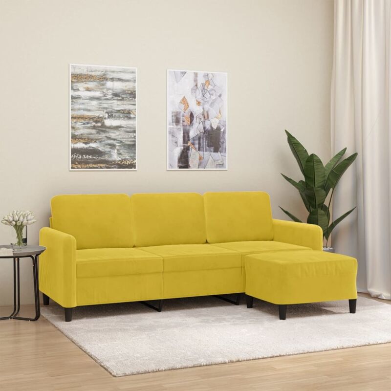 foto del prodotto vidaxl divano a 3 posti con poggiapiedi giallo 180cm in velluto 280676