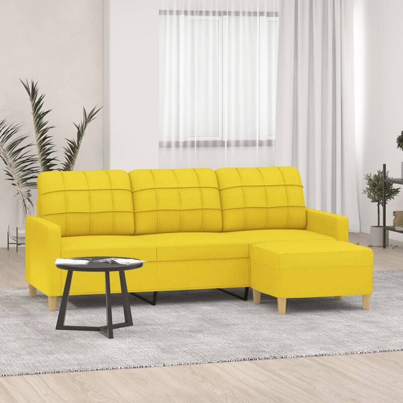 foto del prodotto vidaxl divano a 3 posti con poggiapiedi giallo chiaro 180cm in tessuto