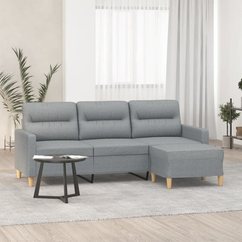 foto del prodotto vidaxl divano a 3 posti con poggiapiedi grigio chiaro 180cm in tessuto
