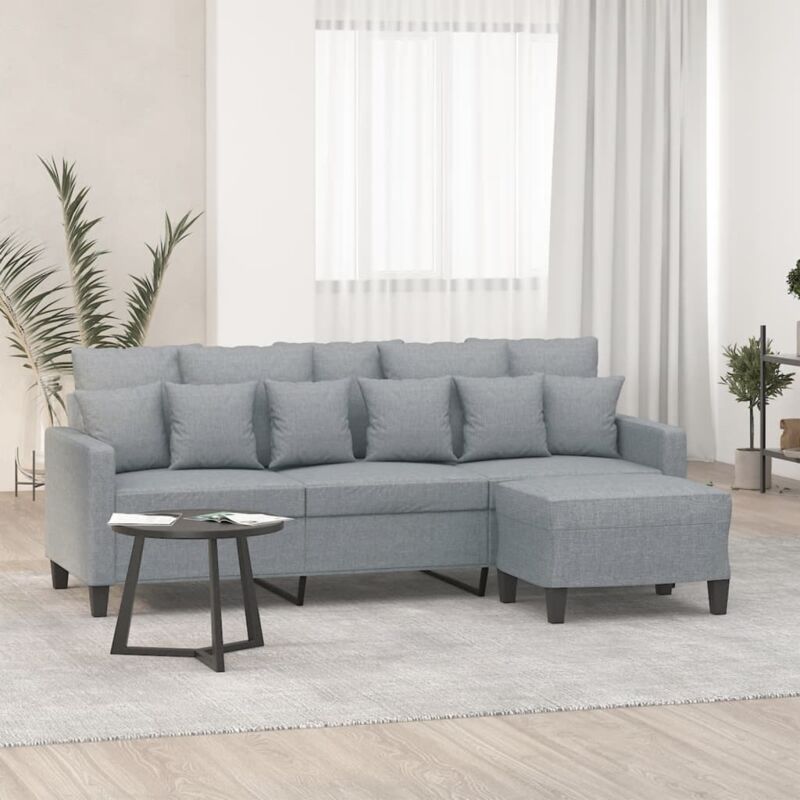 foto del prodotto vidaxl divano a 3 posti con poggiapiedi grigio chiaro 180cm in tessuto